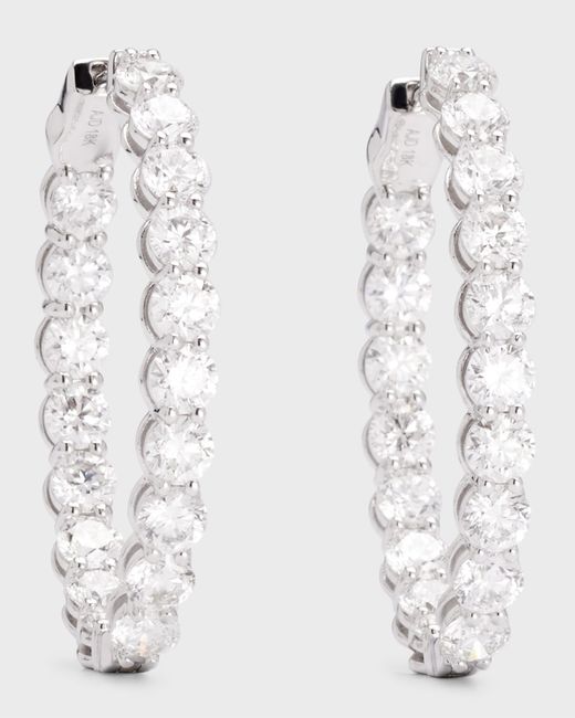 Neiman Marcus Diamonds 18K Gold Oval Diamond Hoop Earrings M