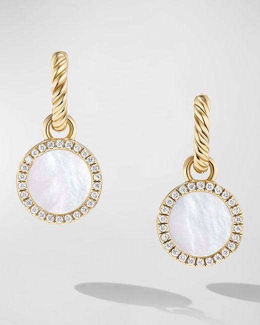 David Yurman DY Elements Drop Earrings with Gemstone and Diamonds in 18K Gold 11mm 0.9L