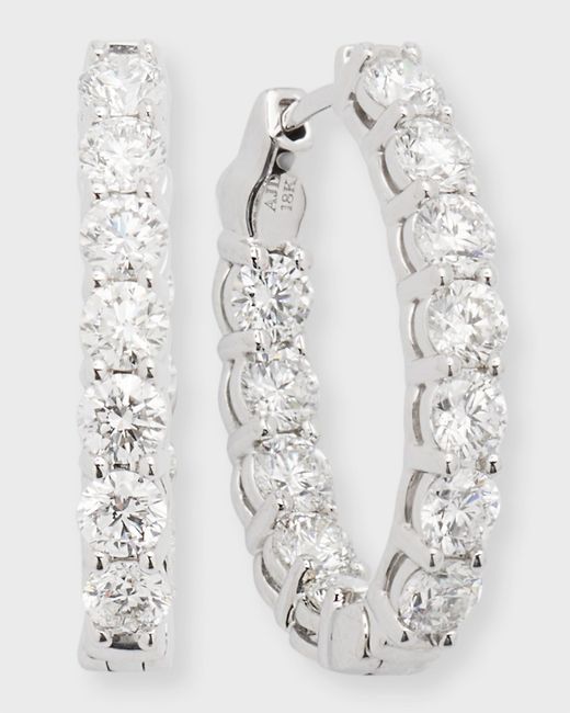 Neiman Marcus Diamonds 18K Gold Diamond Oval Hoop Earrings 3.6tcw