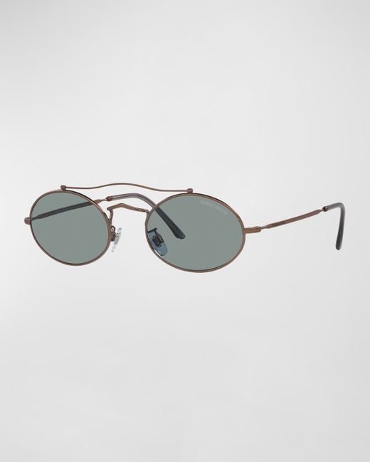 Giorgio Armani Oval Mixed-Media Aviator Sunglasses