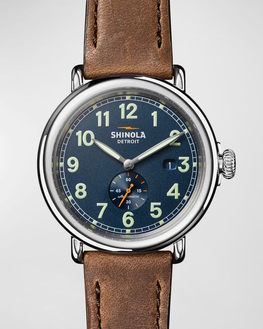 Shinola Runwell Leather Strap Automatic Watch 45mm