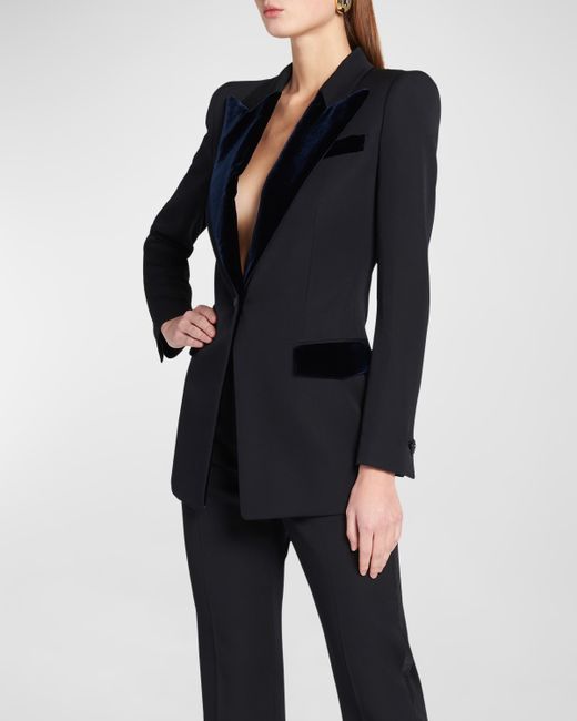 Giorgio Armani Virgin Wool Tuxedo Jacket with Velvet Details