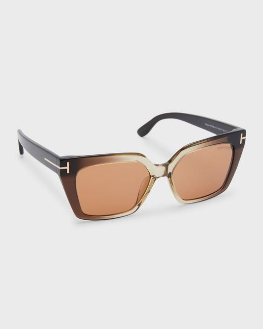 Tom Ford Winona Acetate T-Logo Cat-Eye Sunglasses