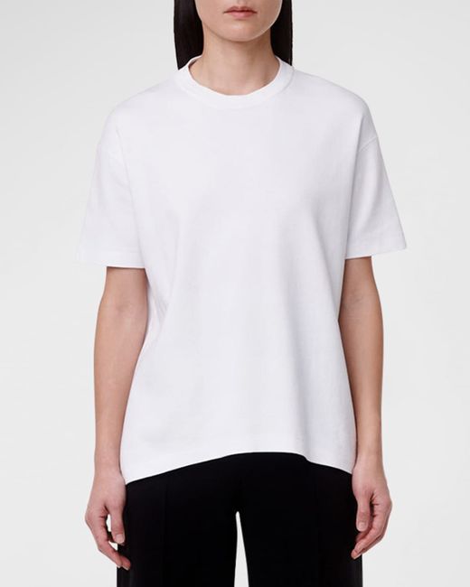 Another Tomorrow Luxe Seamed Cotton Short Sleeve T-Shirt
