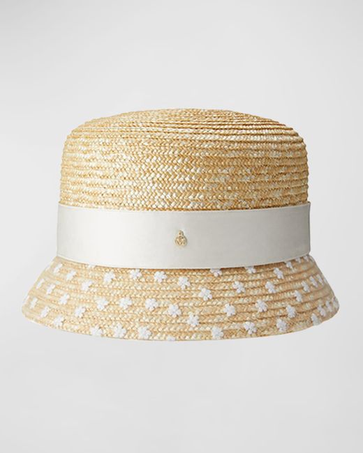 Maison Michel Kendall Mini Bridal Straw Bucket Hat