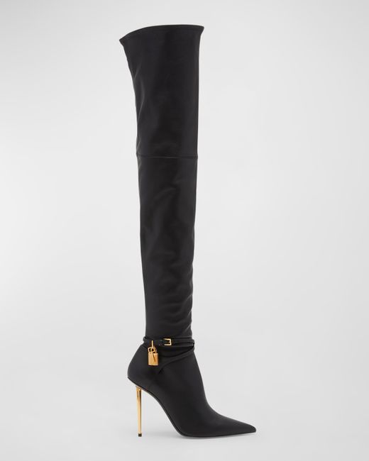Tom Ford Lock 105mm Leather Over-The-Knee Boots