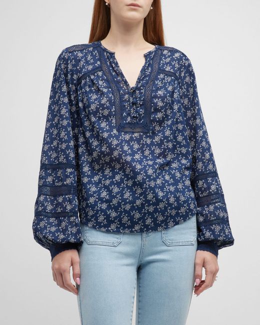 Veronica Beard Kent Floral Embroidered Long-Sleeve Top
