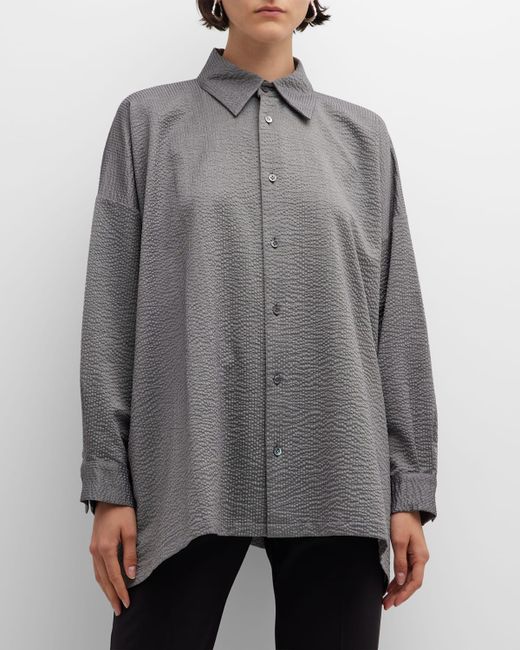 eskandar Wide A-Line Shirt with Collar Long