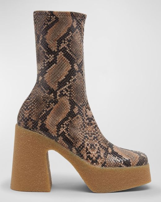 Stella McCartney Skyla Recycled Snake-Print Platform Ankle Boots
