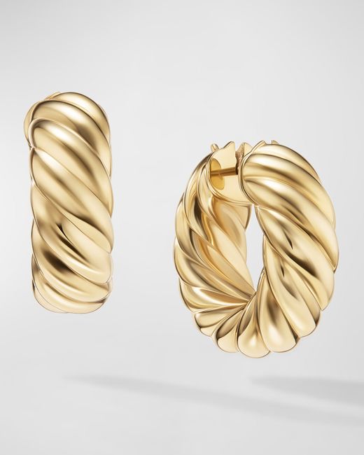 David Yurman Sculpted Cable Hoop Earrings in 18K Gold 9mm 1L