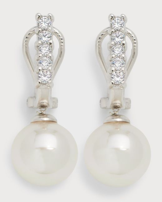 Majorica Lilit Cubic Zirconia and Pearl Omega Earrings