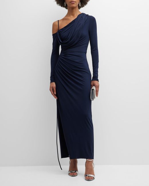 Jason Wu Collection One Shoulder Jersey Midi Dress with Ruched Detail