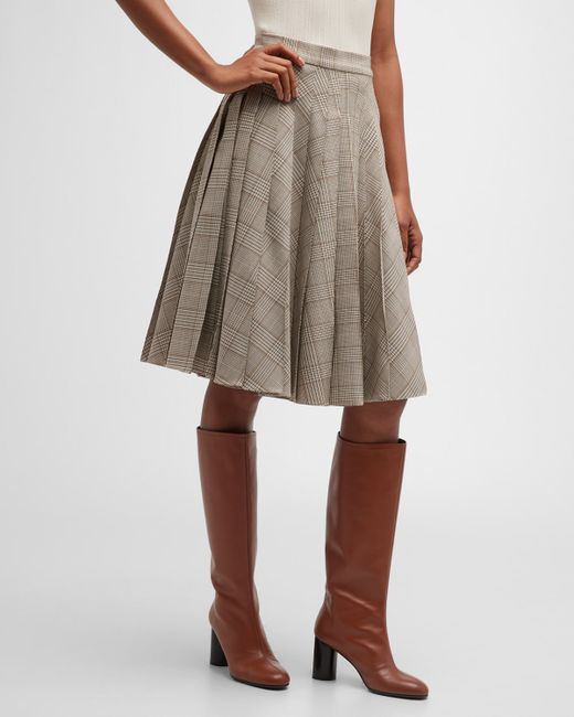 Co Check Pleated A-Line Skirt