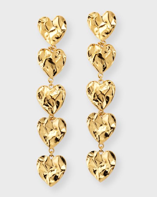Oscar de la Renta Crushed Heart Vertical Drop Earrings