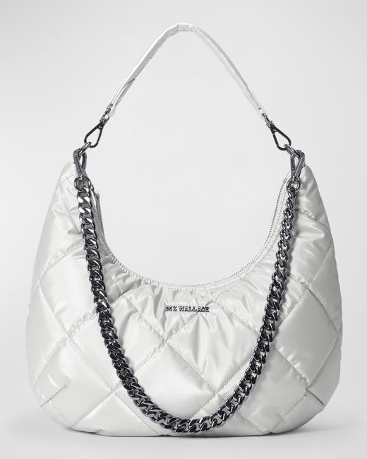 MZ Wallace Bowery Metallic Quilted Nylon Shoulder Bag