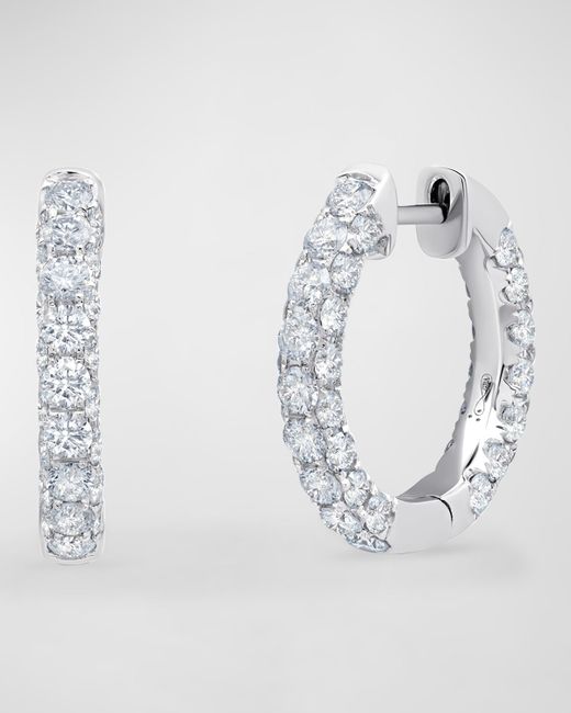 Graziela Gems 18K Gold Diamond 3-Sided Hoop Earrings