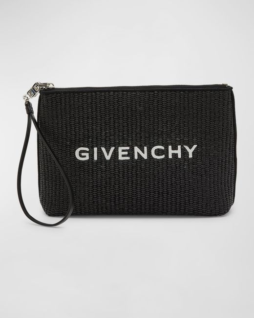Givenchy Logo Travel Pouch Wristlet in Raffia