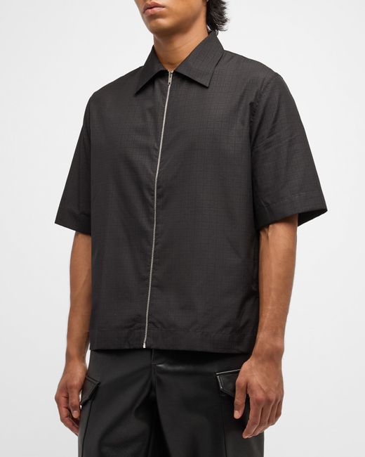 Givenchy Jacquard Logo Full-Zip Dress Shirt