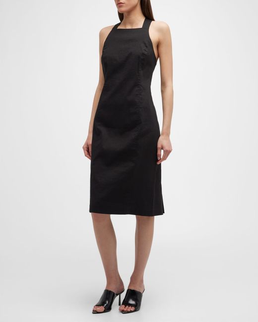 Theory Eco Crunch Cross-Back Sleeveless Midi Dress