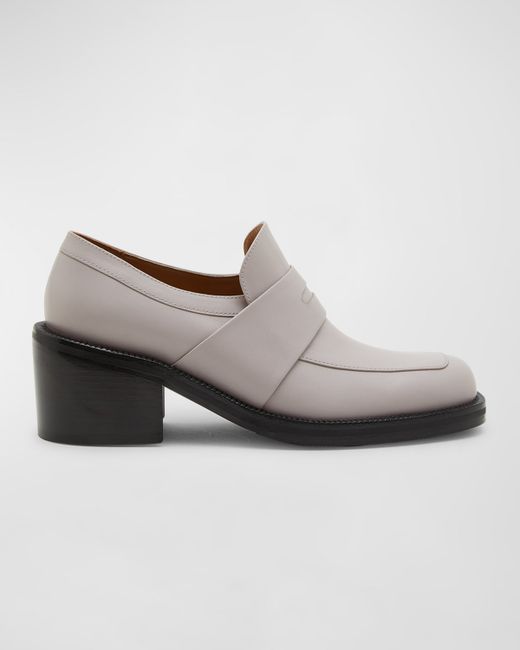 Dries Van Noten Leather Heeled Penny Loafers