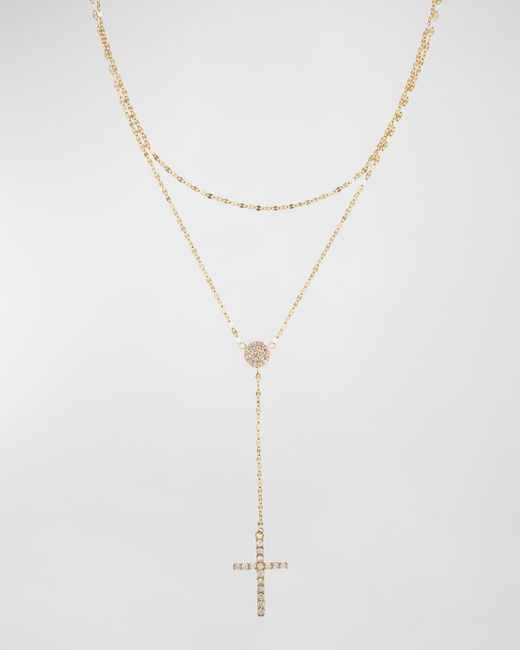 Lana Jewelry Diamond Cross Double Strand Lariat Necklace