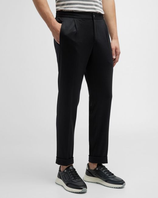 Knt Wool-Jersey Pleated Pants