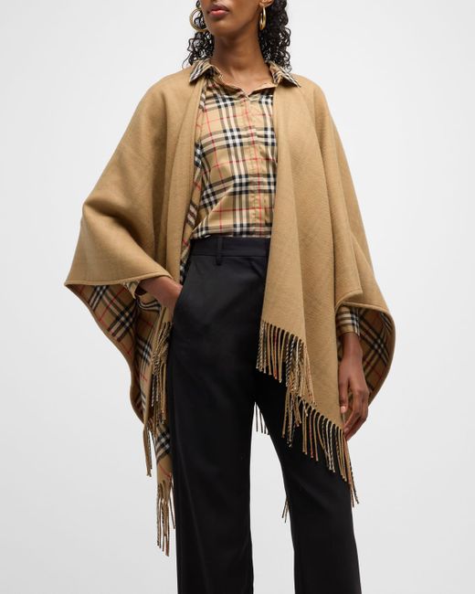 Burberry Charolette Reversible Check Wool Cape
