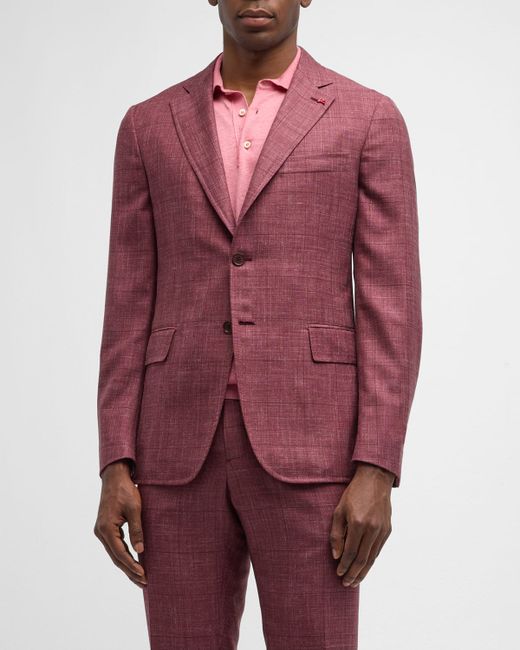 Isaia Tonal Windowpane Wool-Blend Suit