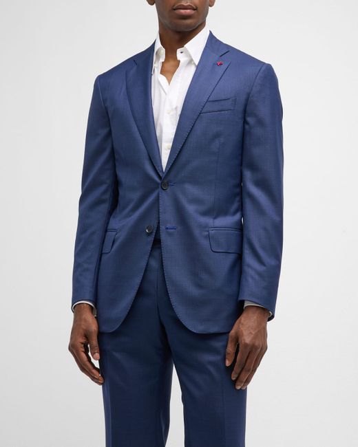 Isaia Solid Wool Tic Suit