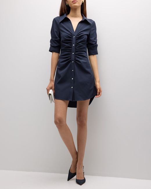 Cinq a Sept Elina Ruched Button-Front Mini Dress