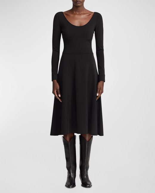 Ralph Lauren Collection Long-Sleeve Scoop-Neck Midi Dress