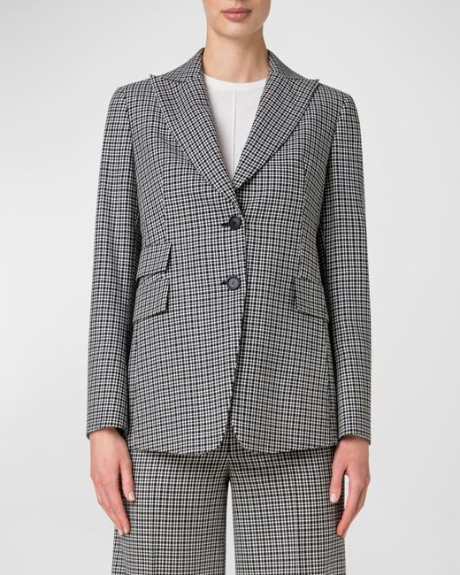 Akris Micro-Check Wool Blazer Jacket