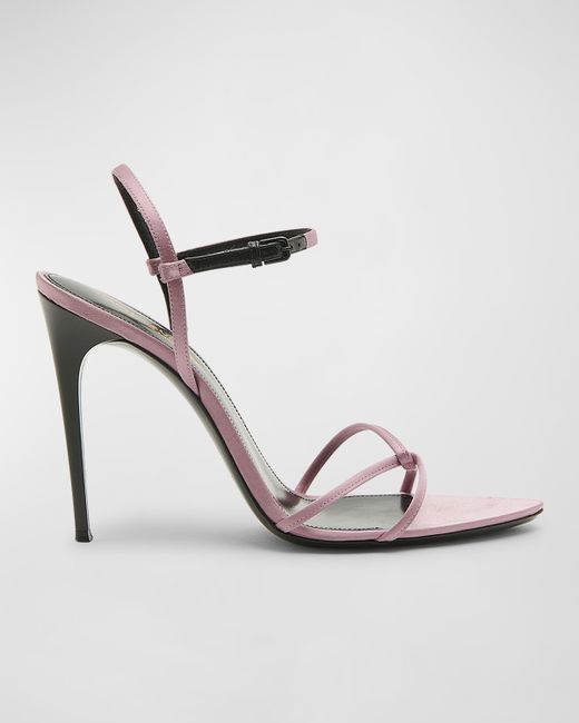 Saint Laurent Gippy Silk Ankle-Strap Sandals