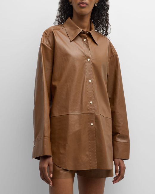 By Malene Birger Barissa Leather Button-Front Shirt