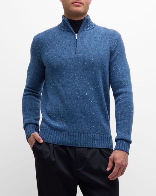 Neiman Marcus Cashmere Donegal Quarter-Zip Sweater
