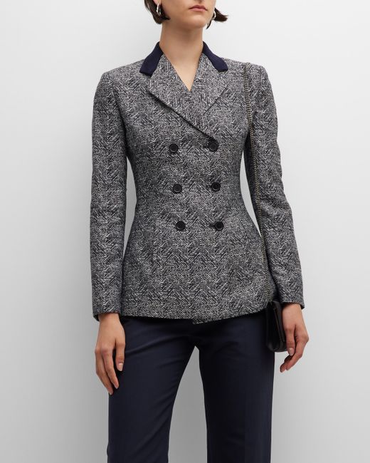 Emporio Armani Heathered Double-Breasted Wool-Blend Blazer