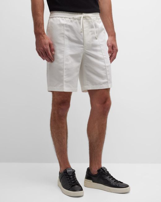 Brioni Linen-Cotton Drawstring Bermuda Shorts