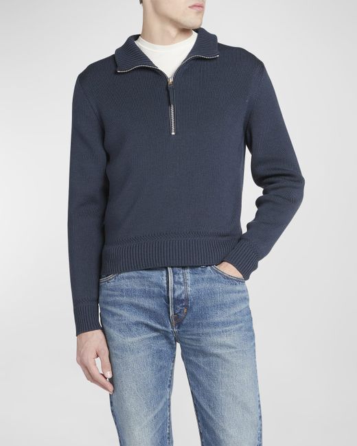 Tom Ford Wool-Silk Half-Zip Sweater