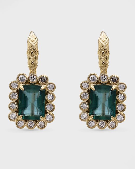 Stephen Dweck Emerald and Diamond Drop Earrings in 18K Gold