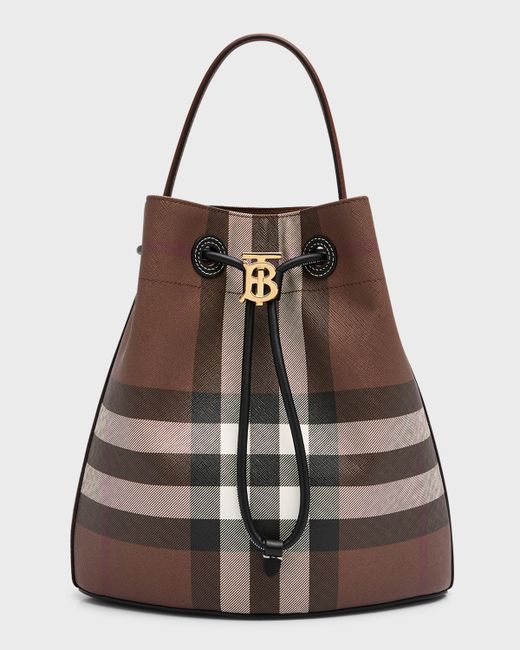 Burberry Small Check Leather Bucket Bag