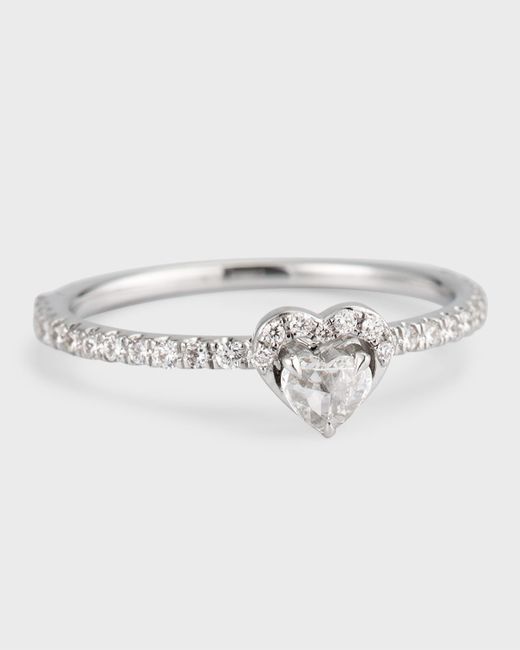 64 Facets 18K Gold Heart Diamond Solitaire Ring 6
