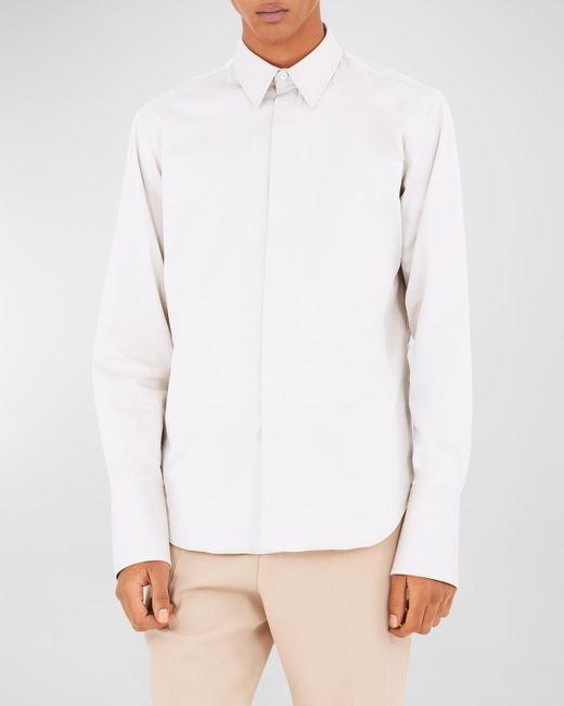 Ferragamo Solid Concealed-Button Sport Shirt