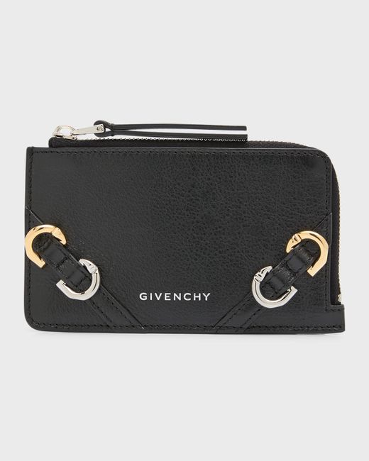 Givenchy Voyou Zip Card Holder in Tumbled Leather