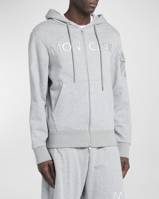 Moncler Cotton Terry Embroidered Logo Zip Hoodie