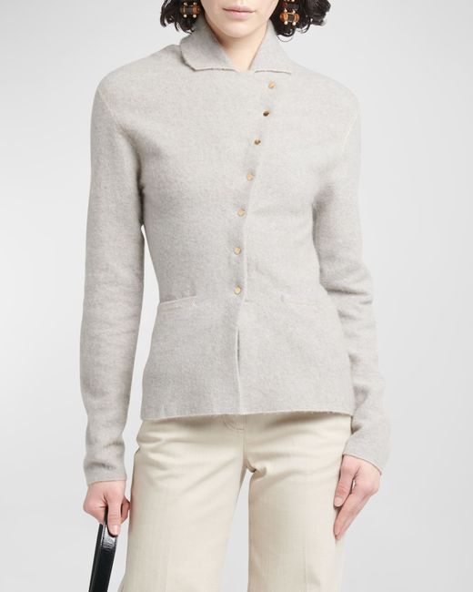 Giorgio Armani Asymmetrical Cashmere-Silk Knit Jacket