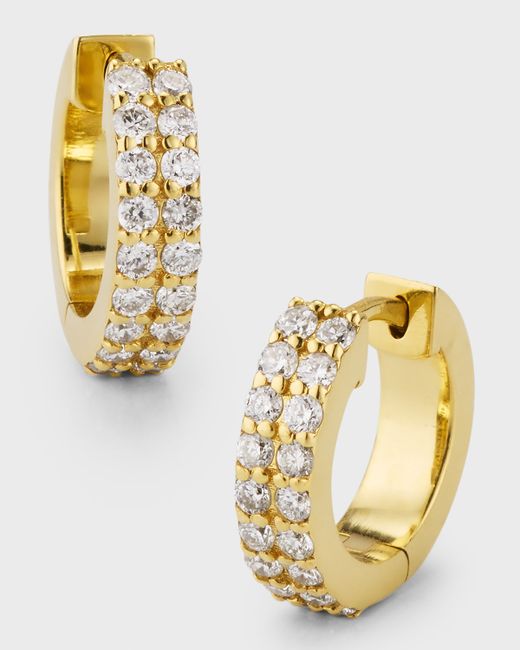 Jennifer Meyer 18K Gold Small Double Diamond Huggie Earrings