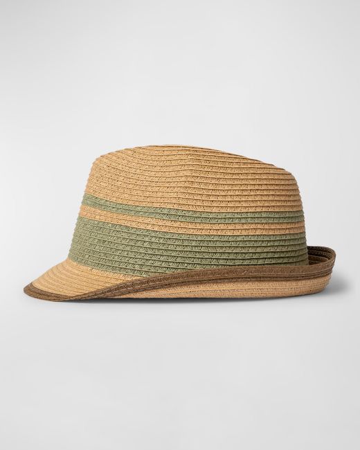 Paul Smith Block Stripe Straw Fedora Hat