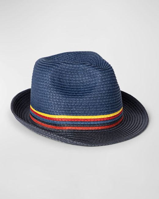Paul Smith Bright Stripe Straw Fedora Hat