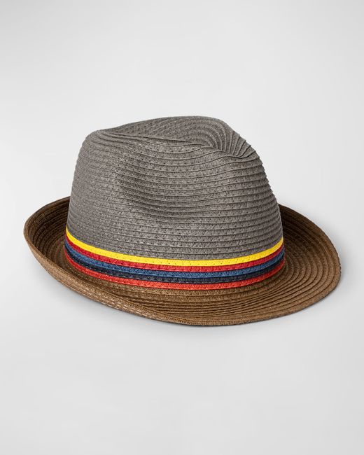 Paul Smith Bright Stripe Straw Fedora Hat