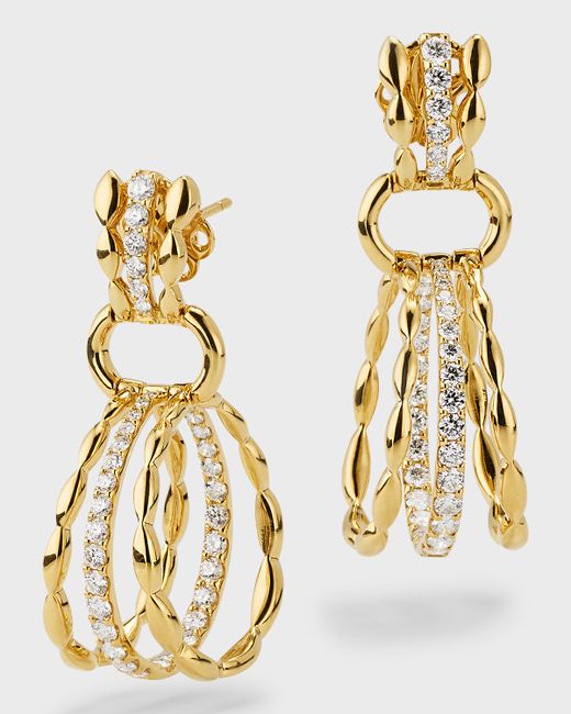 Etho Maria 18K Gold Hoop Drop Earrings with Diamonds